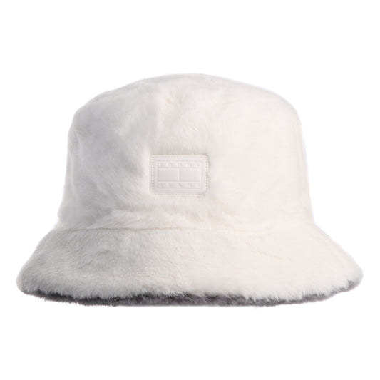 Tommy Hilfiger Hats TJW Fuzzy Reversible Faux Fur Bucket Hat - Ecru