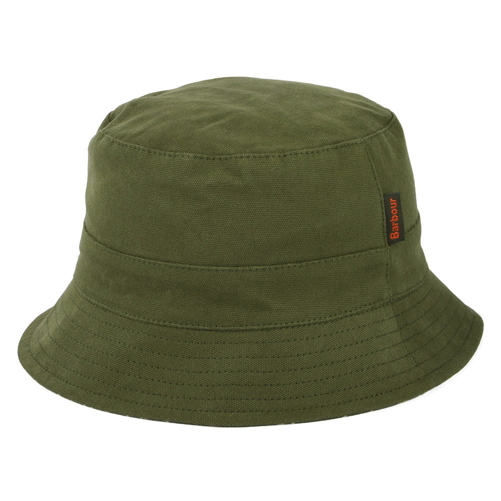 Barbour Hats Cornwall Cotton Reversible Bucket Hat - Olive