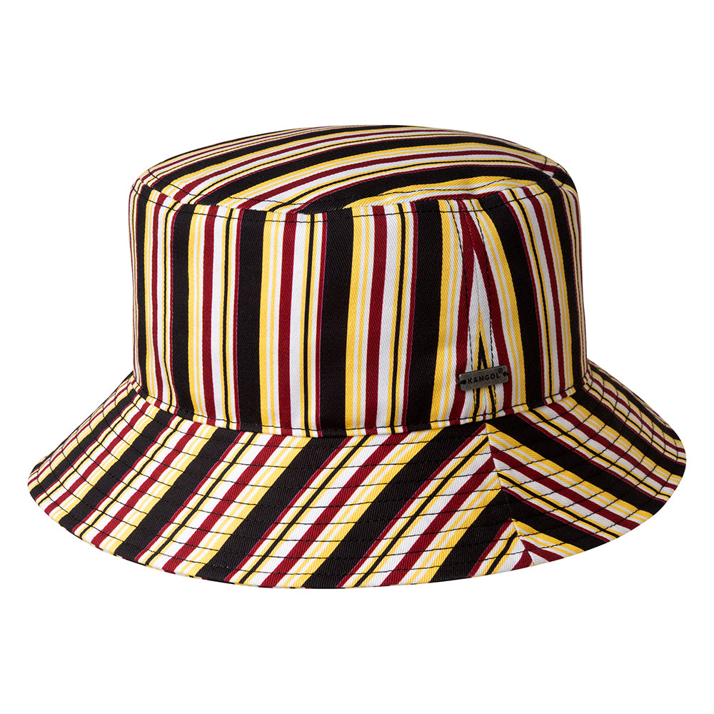 Kangol 70s Stripe Bucket Hat - Black-Wine-Yellow