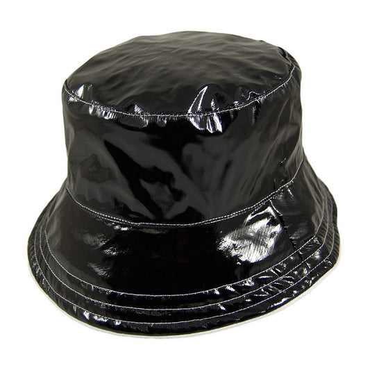 Scala Hats Luciella Reversible Vinyl Bucket Hat - Black