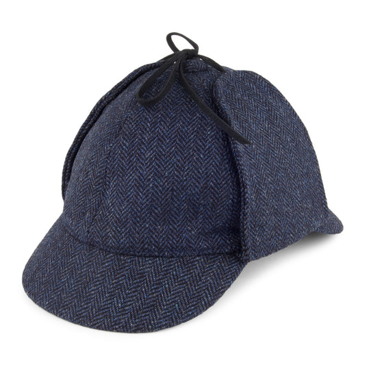 Christys Hats Sherlock Holmes Herringbone Tweed Deerstalker Hat - Blue