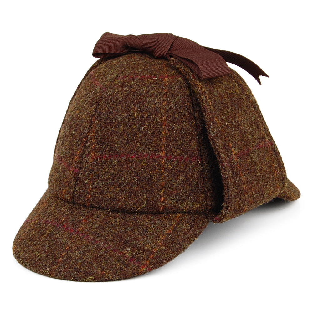 Failsworth Hats Sherlock Holmes Harris Tweed Deerstalker Hat - Olive-Multi