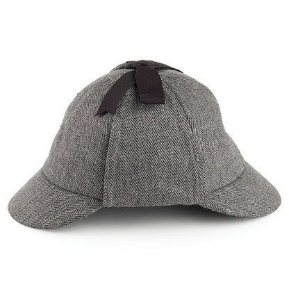Jaxon & James Herringbone Sherlock Holmes Deerstalker Hat - Grey