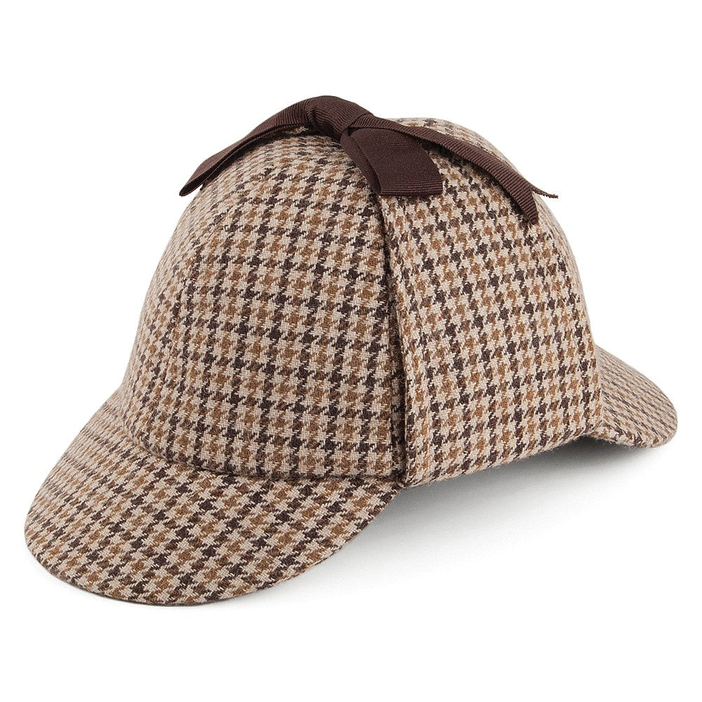 Jaxon & James Houndstooth Sherlock Holmes Deerstalker Hat - Brown