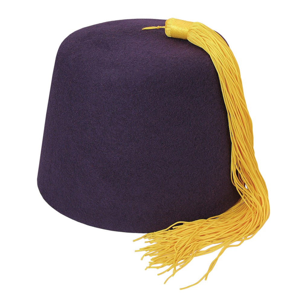 Village Hats Purple Fez with Gold Tassel