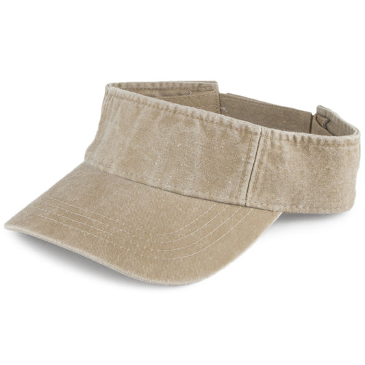 Dorfman Pacific Hats Washed Twill Visor - Khaki