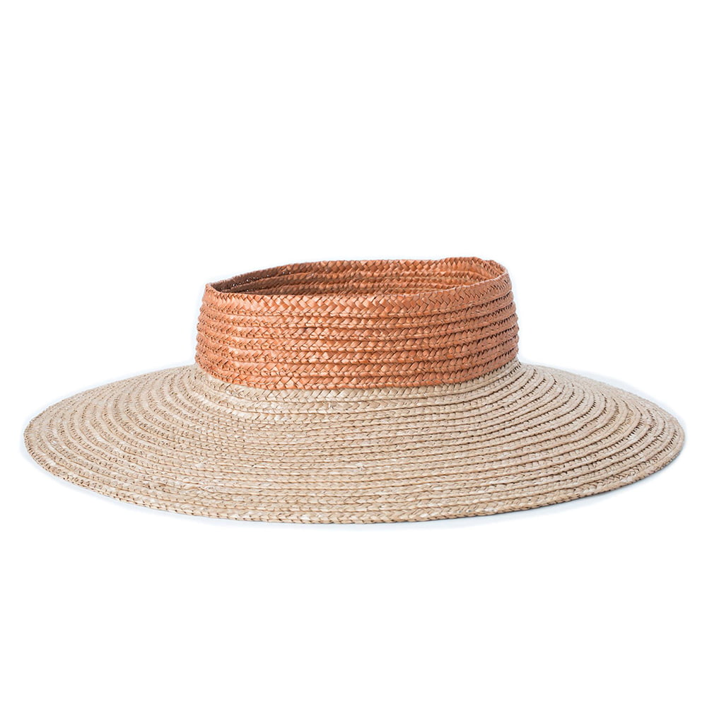 Brixton Hats Joanna Straw Full Brim Sun Visor - Ivory-Copper