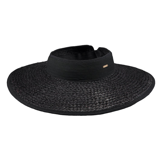 Barts Hats Tambou Raffia Straw Wide Brim Sun Visor - Black
