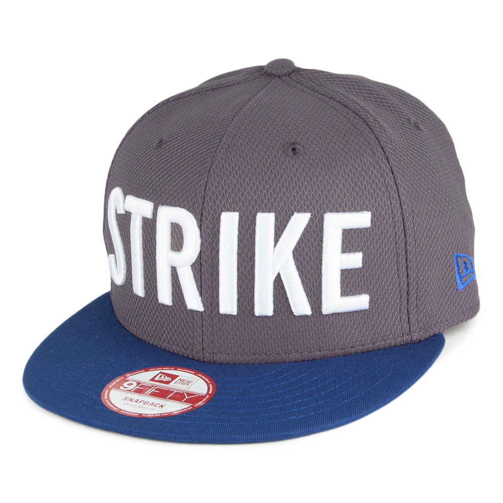New Era 9FIFTY Strike Snapback Cap - Base Slogan - Grey-Blue