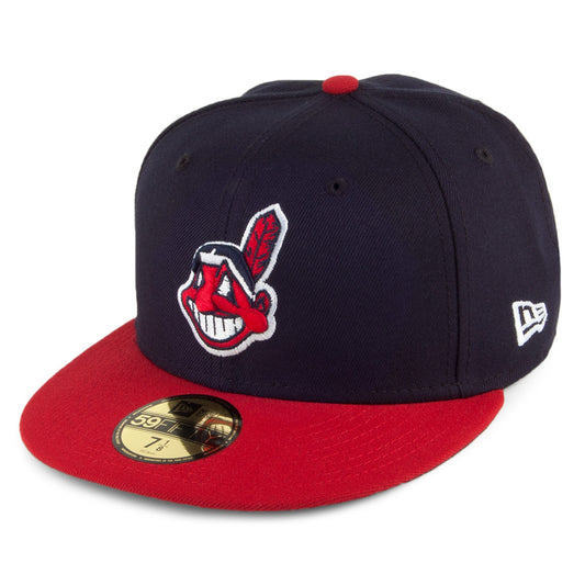 New Era 59FIFTY Cleveland Indians Baseball Cap - Classic On Field - Blue-Red
