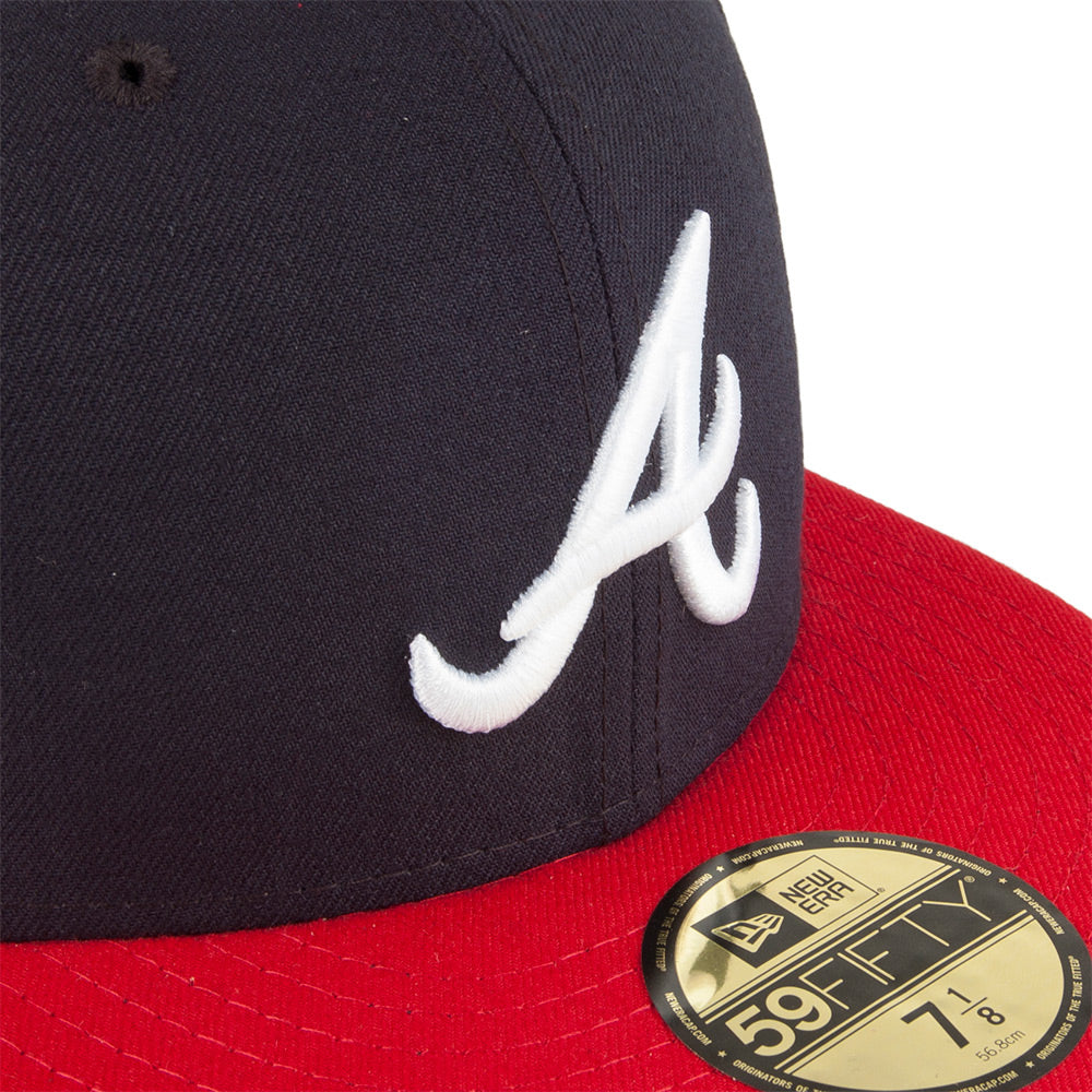 New Era 59FIFTY Atlanta Braves Baseball Cap - MLB On Field AC Perf - Navy-Red