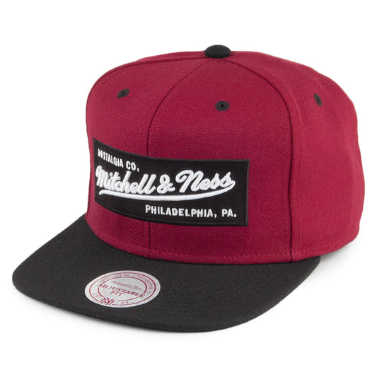 Mitchell & Ness Box Logo Snapback Cap - Burgundy-Black