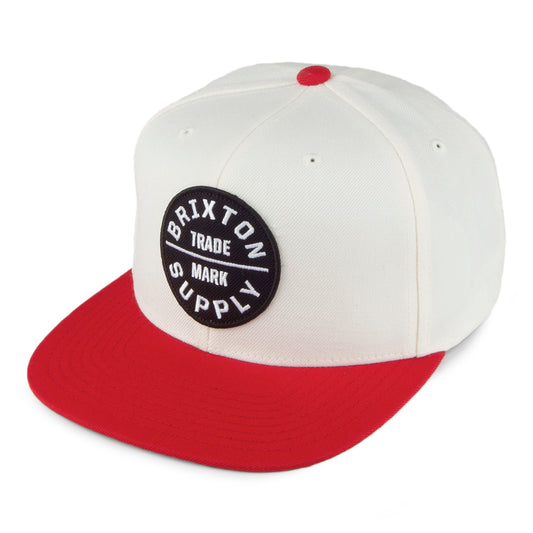 Brixton Hats Oath III Snapback Cap - White-Red
