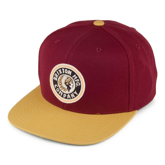 Brixton Hats Rival Snapback Cap - Burgundy-Yellow