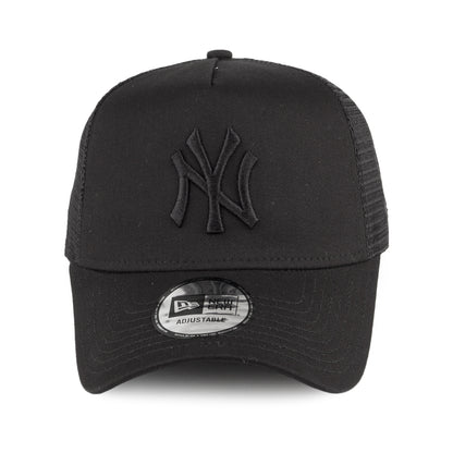 New Era New York Yankees A-Frame Trucker Cap MLB Clean Trucker - Black On Black