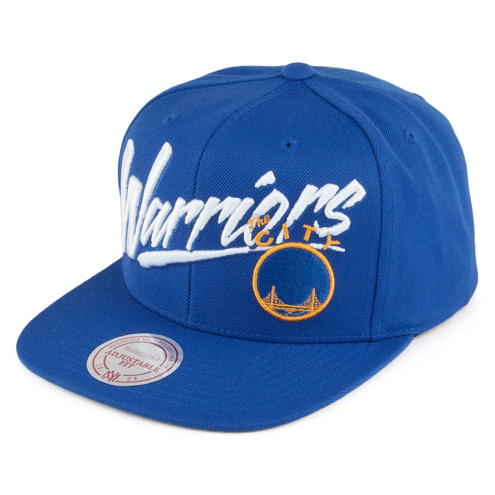 Mitchell & Ness Golden State Warriors Snapback Cap - Vice Script Solid - Blue