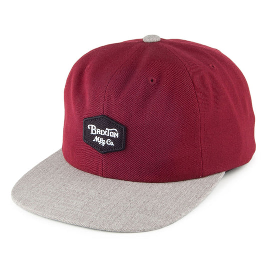 Brixton Hats Trig Snapback Cap - Burgundy-Grey