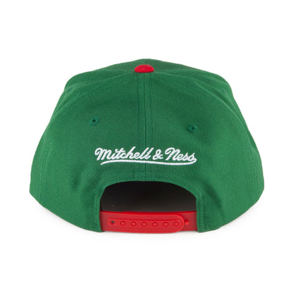 Mitchell & Ness Milwaukee Bucks Snapback Cap - XL Logo 2 Tone - Green-Red