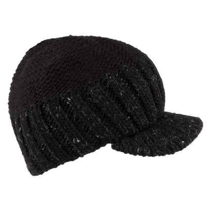 Scala Hats Knitted Army Cap With Wooden Buckle - Black