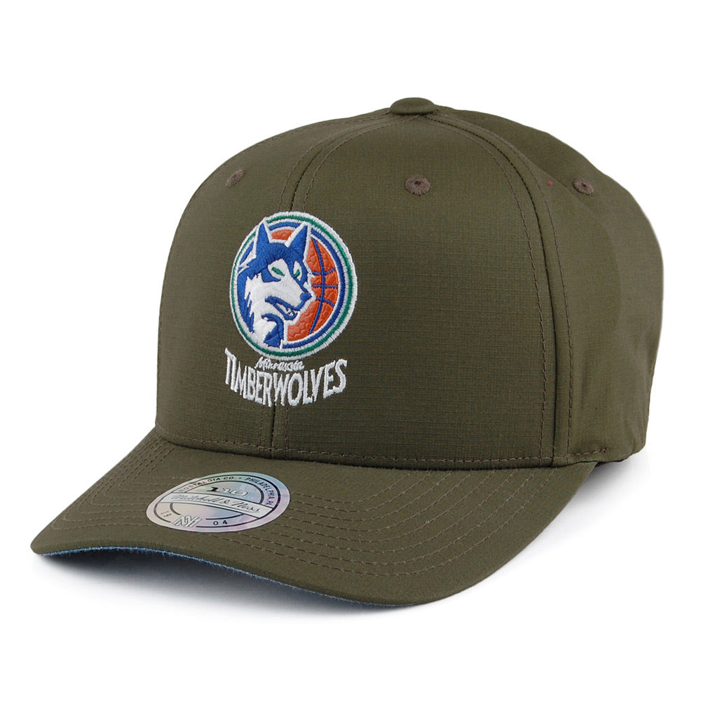 Mitchell & Ness Minnesota Timberwolves Ripstop Snapback Cap - Battle - Army Green
