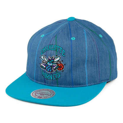 Mitchell & Ness Charlotte Hornets Snapback Cap - Denim Pinstripe - Teal