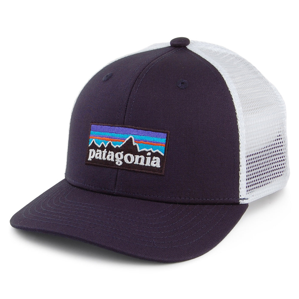 Patagonia Hats Kids P-6 Logo Old Organic Cotton Trucker Cap - Navy-White