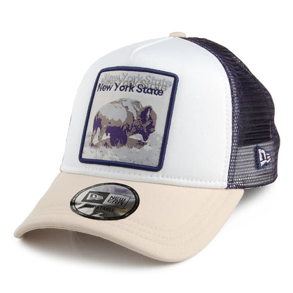 New Era Hats Buffalo State Patch Trucker Cap - White-Stone