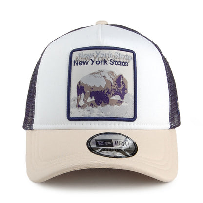 New Era Hats Buffalo State Patch Trucker Cap - White-Stone
