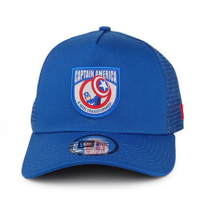New Era Captain America A-Frame Trucker Cap - Character Patch - Blue