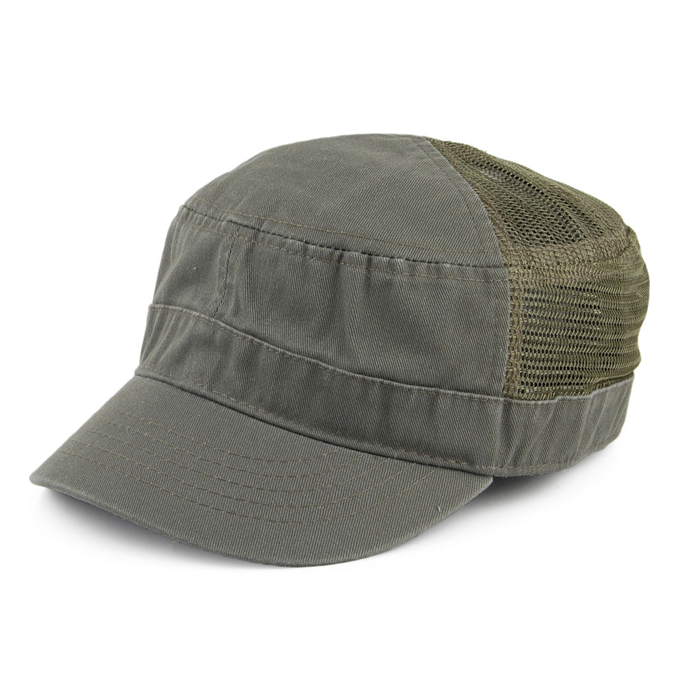 Dorfman Pacific Hats Oak Mesh Cotton Cadet Cap - Olive