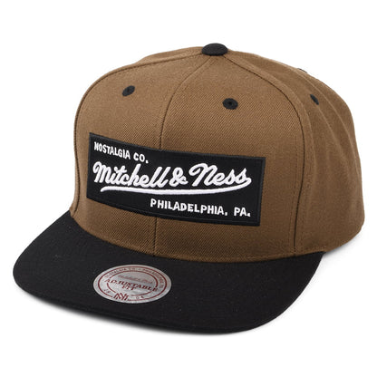 Mitchell & Ness Box Logo Snapback Cap - Tan-Black