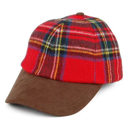 Failsworth Hats Tartan Lambswool Baseball Cap - Red-Multi