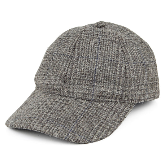 Christys Hats Tweed Prince of Wales Check Baseball Cap - Grey