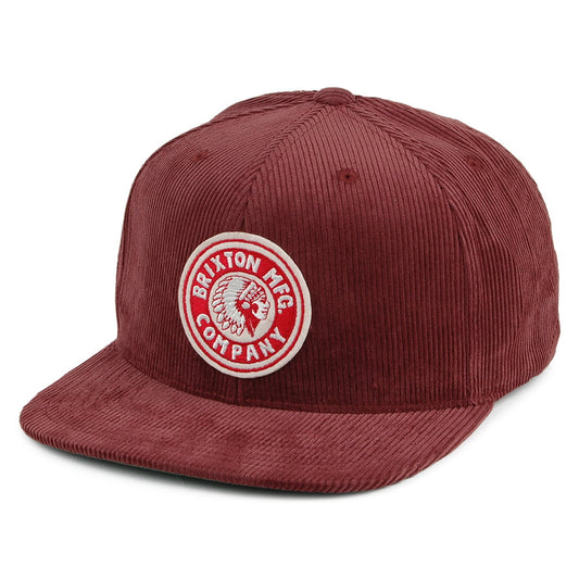 Brixton Hats Rival Corduroy Snapback Cap - Maroon
