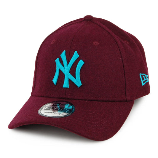New Era 9FORTY New York Yankees Baseball Cap - MLB Melton - Burgundy-Teal