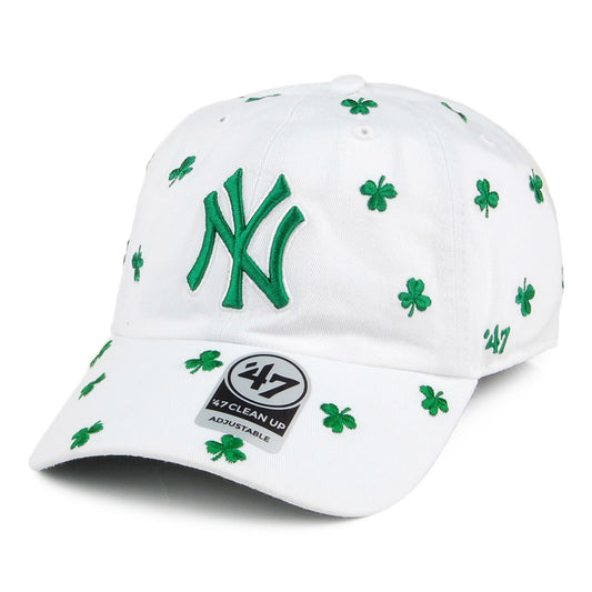 47 Brand St. Patrick's Clover New York Yankees Baseball Cap - Clean Up - White-Green