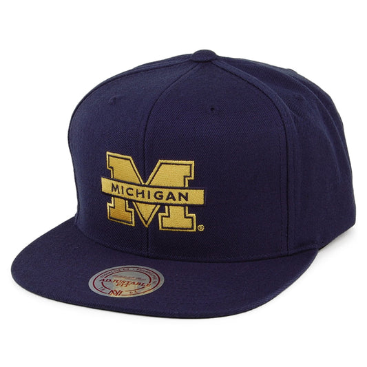 Mitchell & Ness Michigan Wolverines Snapback Cap - Core Wool Solid - Navy Blue