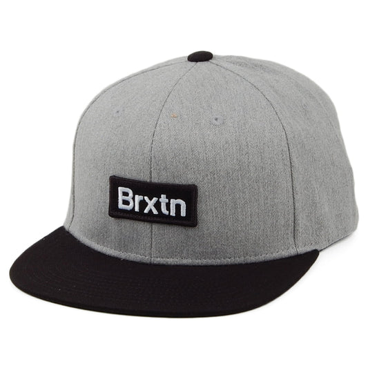 Brixton Hats Gate III Medium Profile Snapback Cap - Grey-Black