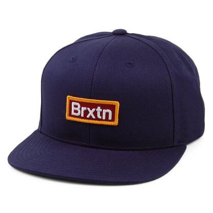 Brixton Hats Gate III Medium Profile Snapback Cap - Navy Blue