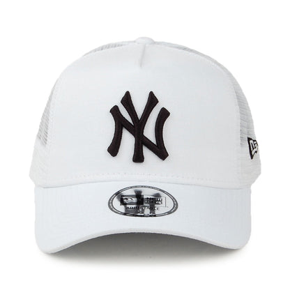 New Era 9FORTY New York Yankees A-Frame Trucker Cap - MLB League Essential - White-Black