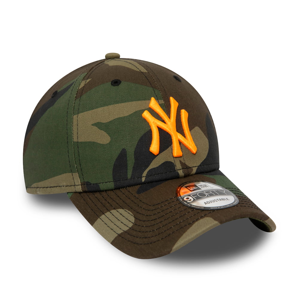 New Era 9FORTY New York Yankees Baseball Cap - MLB Camo Essential - Camouflage-Orange