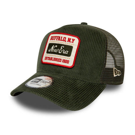 New Era Corduroy Trucker Cap - Fabric Patch - Olive