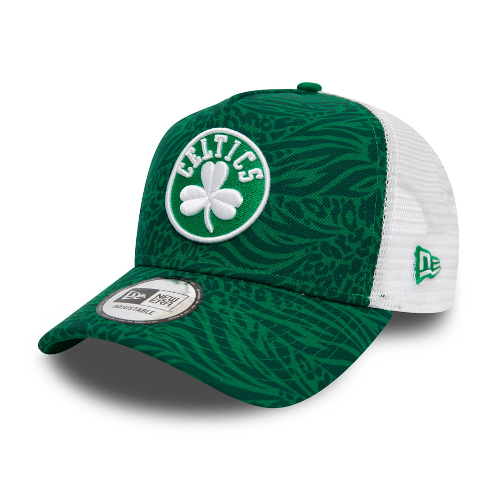 New Era Boston Celtics Trucker Cap - NBA Animal Print - Green
