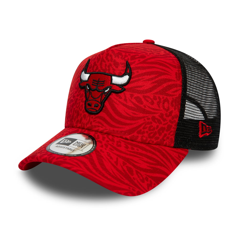New Era Chicago Bulls Trucker Cap - NBA Animal Print - Red