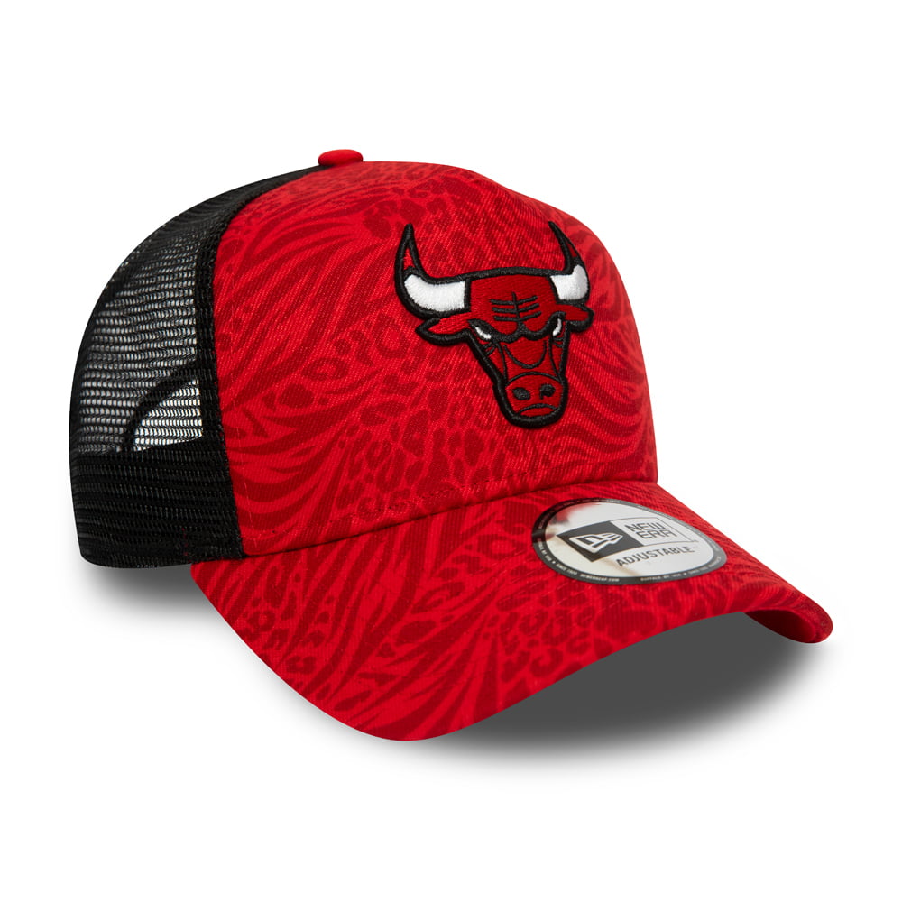 New Era Chicago Bulls Trucker Cap - NBA Animal Print - Red
