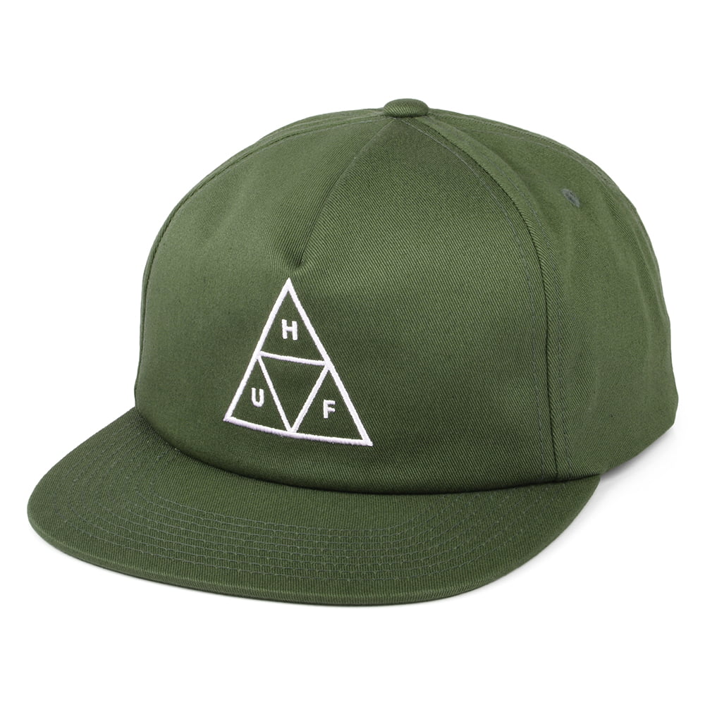 HUF Triple Triangle Unstructured Snapback Cap white logo - Olive