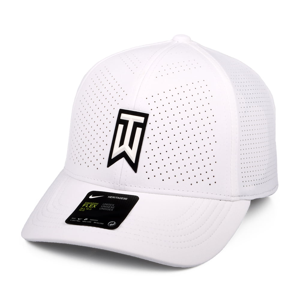 Nike Golf Hats Tiger Woods Aerobill H86 Perforated Baseball Cap - White