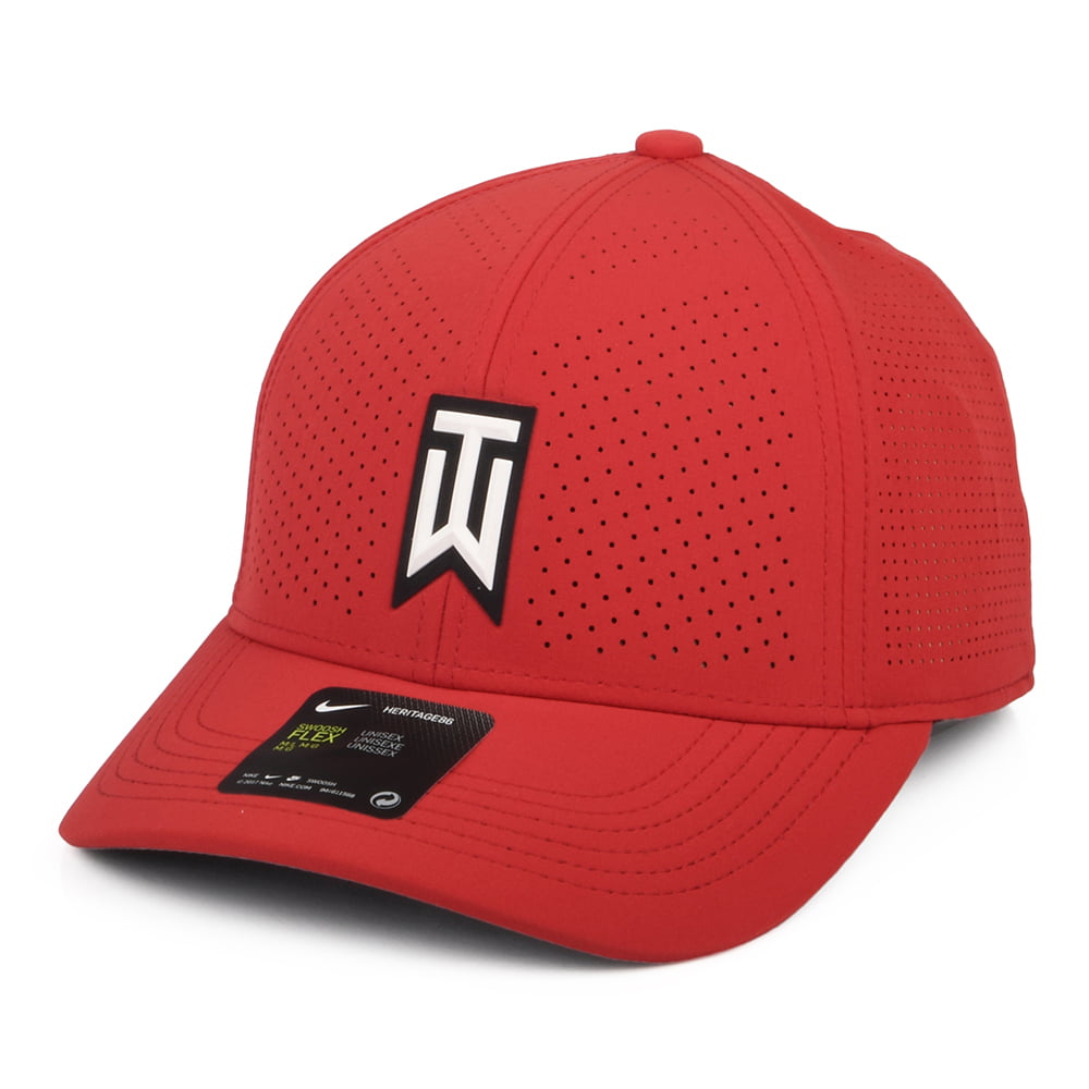 Nike Golf Hats Tiger Woods Aerobill H86 Perforated Baseball Cap - Red