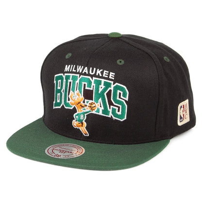 Mitchell & Ness Milwaukee Bucks Snapback Cap - NBA Arch 2 Tone - Black-Green