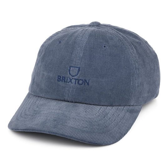 Brixton Hats Alpha LP Corduroy Baseball Cap - Blue